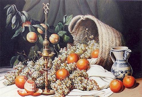 1. Bodegón con uvas y naranjas